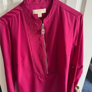 MICHAEL Michael Kors Fuchsia Pleated Blouse with Zipper